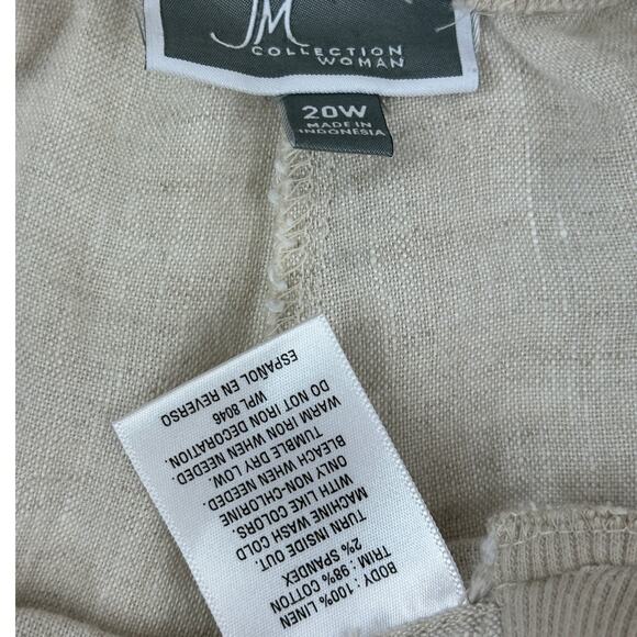 JM Collection Womens Beige Washable Linen pants size 20 Gently worn - Picture 2 of 6